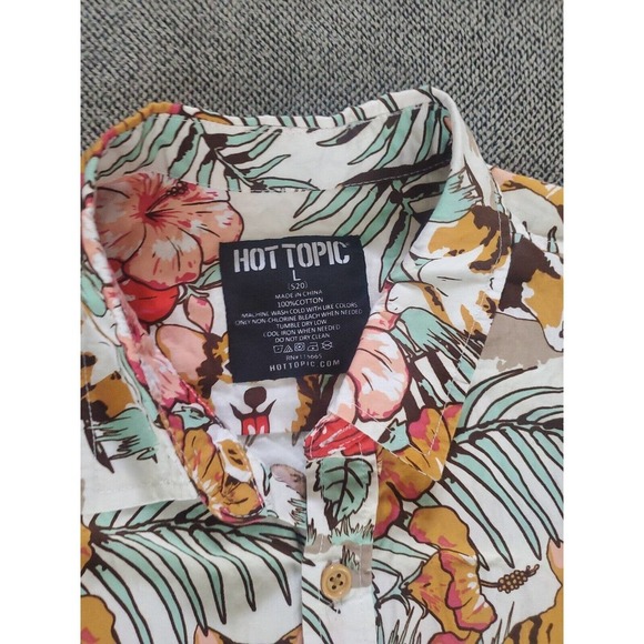 NICE Corgi Hawaiian Hot Topic Shirt ~ Button Up Short Sleeve Aloha Dog Size L - Picture 2 of 7